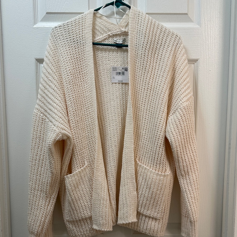 American Eagle Outfitters Cream Knit Cardigan